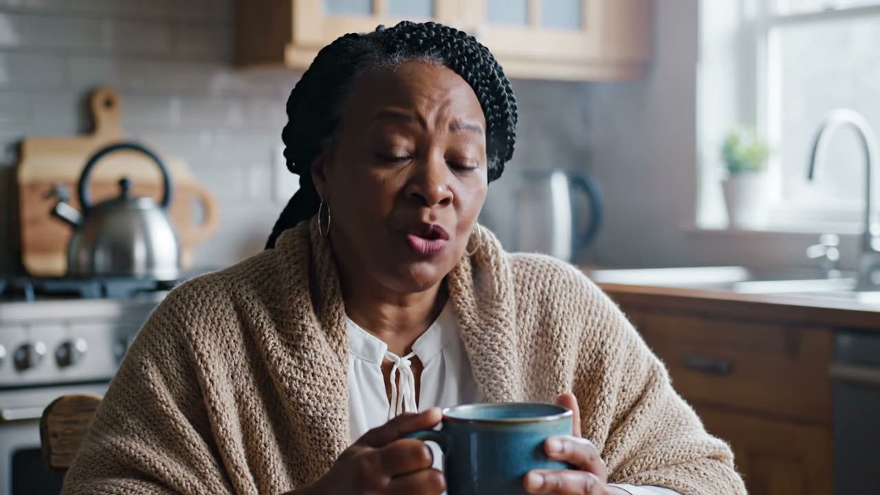 See the result for this clip: Woman Reflecting Over Tea